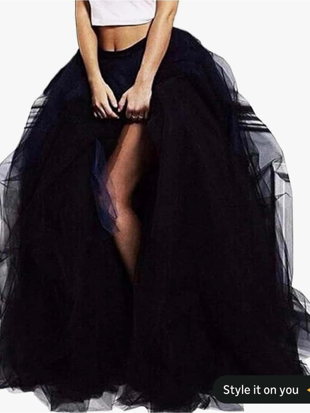 Black Tulle Maxi Skirt - Voluminous Layered Full-Length